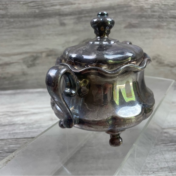Vintage WMF Silver Plated Porcelain Footed Sugar Bowl 5” Tall - Picture 2 of 8